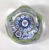 A Whitefriars glass Host of Angels PL501 paperweight 5+1 window cut with central mosaic silhouette
