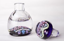 A Rare Whitefriars glass experimental Silver Jubilee 1952-1977 FLC millefiori inkbottle, with