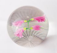 A Caithness/Whitefriars glass Fuchsia pattern lamp-work paperweight, with Whitefriars signature,