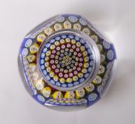 A Whitefriars glass P2 paperweight, 5+1 window-cut consisting of six concentric rings, dated