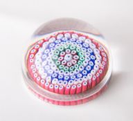A miniature Whitefriars glass single cane concentric millefiori paperweight, domed un-cut,