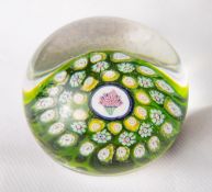 A rare and unusual experimental Whitefriars glass Olympiad paperweight, un-cut dome featuring a