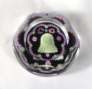 A rare Whitefriars glass experimental Christmas Bell paperweight, one of a limited number of setting