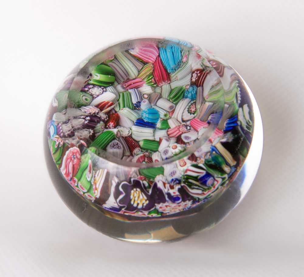 A mid-19th century Clichy scrambled millefiori glass paperweight, of typical domed circular form - Image 4 of 4