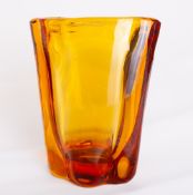 A Whitefriars glass Golden Amber lobed vase, designed by James Hogan, catalogue number 9385, 19cm