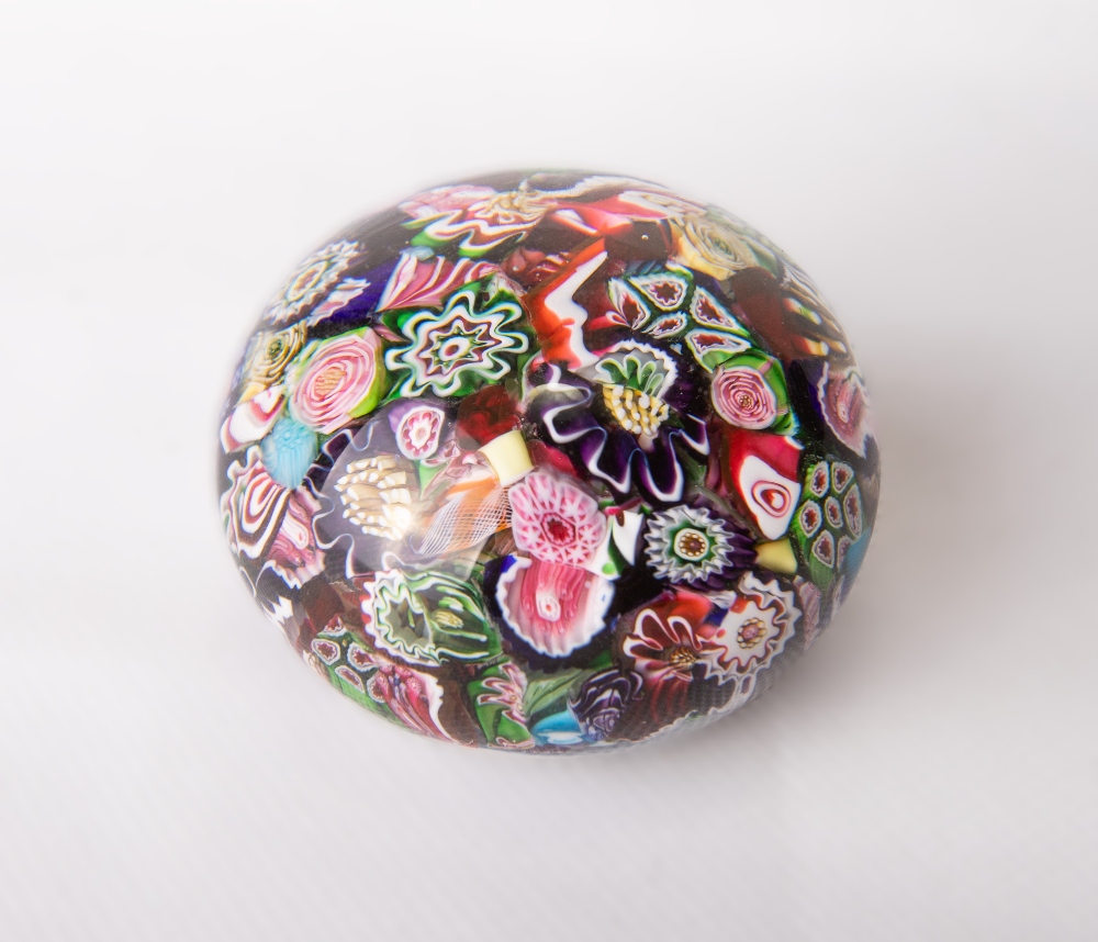 A mid-19th century Clichy scrambled millefiori glass paperweight, of typical domed circular form - Image 2 of 4