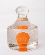 A Whitefriars glass flint encased bubble over tangerine core conical doorstop with ball capital ,