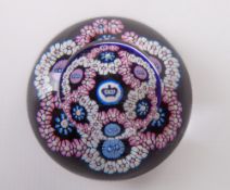 A Whitefriars glass miniature experimental 1977 Silver Jubilee Garland paperweight, number PL512