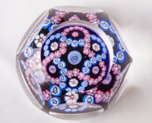 A Whitefriars glass experimental/trail Jubilee Garland of crowns paperweight 6+1 window cut with