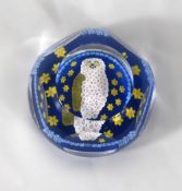 A Whitefriars glass Large Owl at Night PA601 paperweight, 5+1 window cut and featuring a large