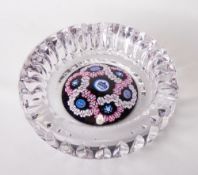 A rare Whitefriars glass silver jubilee 1952-1977 ashtray, with jubilee garland and crown to