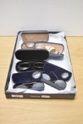 Five pairs of vintage wire rimmed spectacles.