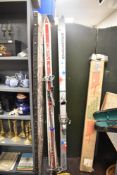 Two sets of skis, one pair K'a'stle CPM 50 the other HK Fusion Dynastar, sold alongside two pairs of