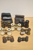 Seven pairs of 19th/20th Century opera glasses, to include two sets of bone opera glasses with brass