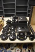 A selection of Denby 'Bokhara/Kismet Blue' tableware including nine lidded soup bowls, cruet set,