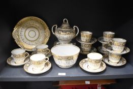 A late 19th/early 20th Century Continental porcelain part tea service, of Dresden style, decorated