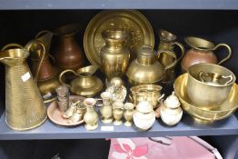 A collection of 19th/20th Century brass and copperware, to include a Joseph Sankey & Son textured