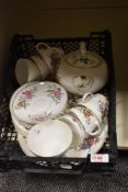 A collection of Wedgwood 'Sandon' tea wares including teapot, cups and saucers and sugar basin,