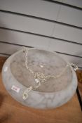 A 1930s opaque mottled glass plafonnier, approx 38cm across.