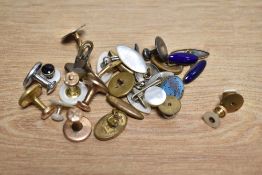 A selection of vintage gents cuff links and collar studs.