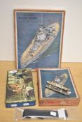Two vintage jigsaws, one of a British battlement and the other or H.M.S Warspite, sold with a bundle