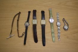 Six wrist watches of various forms including Swatch, Lorus, Loichot, Limit etc and a gold plated