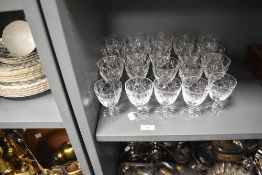 A group of twenty Royal Doulton cut-crystal sherry glassses, acid etched marks to base (some
