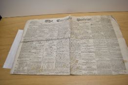 A mid-Victorian The Carlisle Patriot newspaper, dated Saturday July 27th 1850