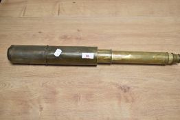 A 19th Century three draw ship's telescope, measuring and extended length of 86cm