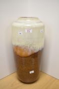A large vintage West German vase 517-45, in cream and brown mottled glaze.