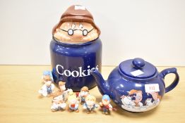 An assorted collection of Tetley's tea advertising items, to comprise teapot, cookie jar, and