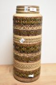 A 1970s West German Scheurich vase, of cylindrical form with banded design, '289-41' impressed to