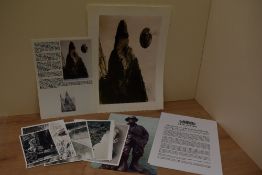 Mountaineering. A large unframed sepia print of W. P. Haskett Smith posing/climbing Napes Needle