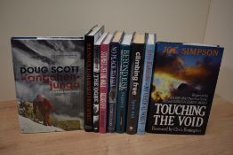 Mountaineering. A modern miscellany, nice clean copies. Including: Doug Scott; Joe Simpson; etc. All