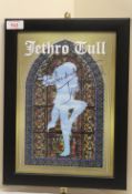A signed Jethro Tull ' Ian Anderson ' framed print 35 cm x 25 cm - whilst we can't verify the