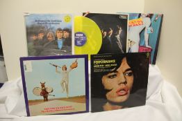 A lot of eight Rolling Stones vinyl albums - later pressings with a coloured vinyl press in here VG+