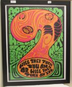 A framed Psychedelic / Counter Culture reprint - the post appears to use the names of various from