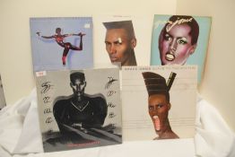 A lot of five Grace Jones albums - some with sleeves issues as in photos - same vendor as the