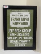 A Framed Zappa / Hawkwind and more ' Rock at the Oval ' original programme - compared by Kid
