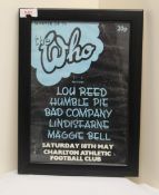 A framed ' Summer of 74 ' programme for the Who's Charlton Athletic concert - that must have been