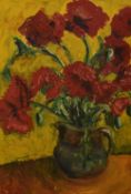 20th Century School, oil on canvas, A still life arrangement depicting a vase of poppies, signed '