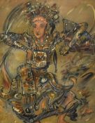 20th Century Asian School, oil on canvas, A dancer, signed 'Johans' to the lower right, framed,