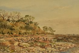 Gordon Batters (20th Century, British), watercolours, Two landscapes - 'Rocky Shore, Tyninghame' and