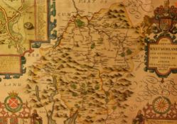 After John Speed (1552-1629, British), a hand coloured map illustrating 'The County of Westmorland
