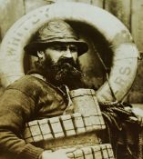A photographic print of the Whitby fisherman and lifeboatman Henry Freeman, framed and under