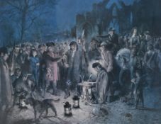 After Terence Cuneo (1907-1996, British), coloured print, 'Raising the Regiment', signed to the