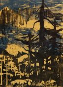 Ellen Nathan Singer (20th Century, American), screen print, 'Mountain Pines', signed and dated '