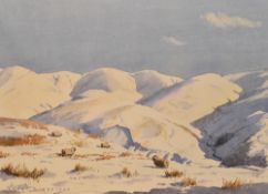 Henry W. Bracken (1920-1998, British), watercolour, A winter landscape with sheep to the foreground,
