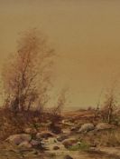 Tom Campbell (20th Century, British), two watercolours, A moorland river and grazing sheep, signed