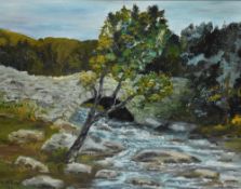 O.Drew (20th Century), oil on canvas, A packhorse bridge, signed and dated '74 to the lower left,